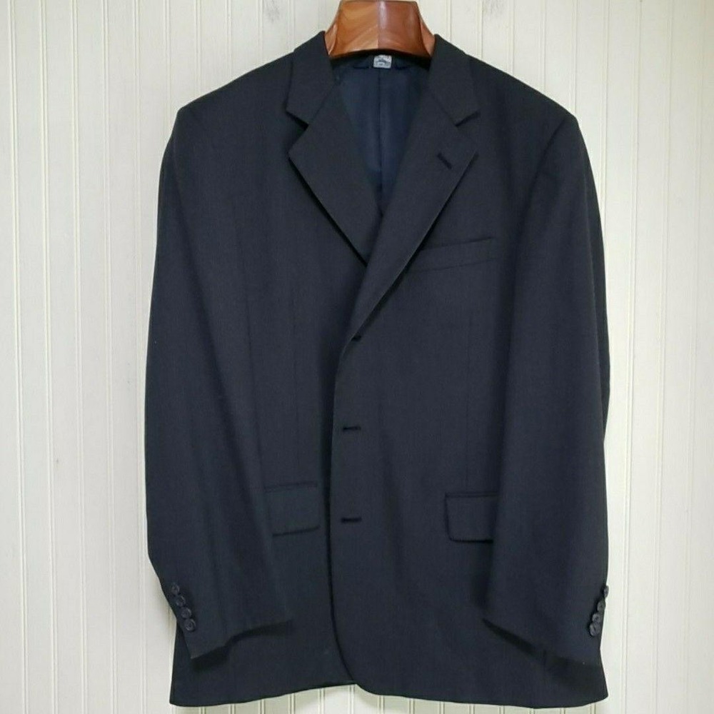 Pietrafesa Suit Jacket Mens 44R Navy Blue Pinstripe Wool 3 Button Notch Lapel
